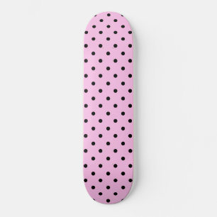 Light Pink & Black Polkadot Skateboard