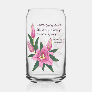 Light Pink Blooming Lily Can Glass
