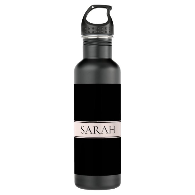 Light Pink Blush Stripe & Elegant Editable Text 710 Ml Water Bottle (Front)