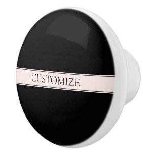 Light Pink Blush Stripe & Elegant Editable Text Ceramic Knob