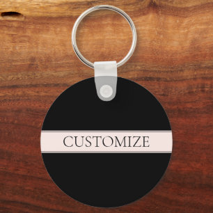 Light Pink Blush Stripe & Elegant Editable Text Keychain