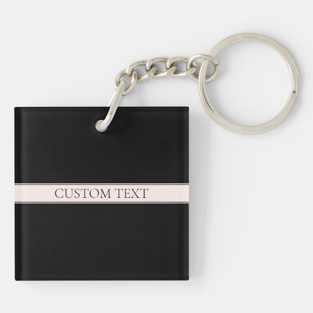 Light Pink Blush Stripe & Elegant Editable Text Keychain (Back)