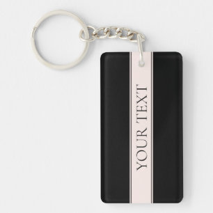 Light Pink Blush Stripe & Elegant Editable Text Keychain
