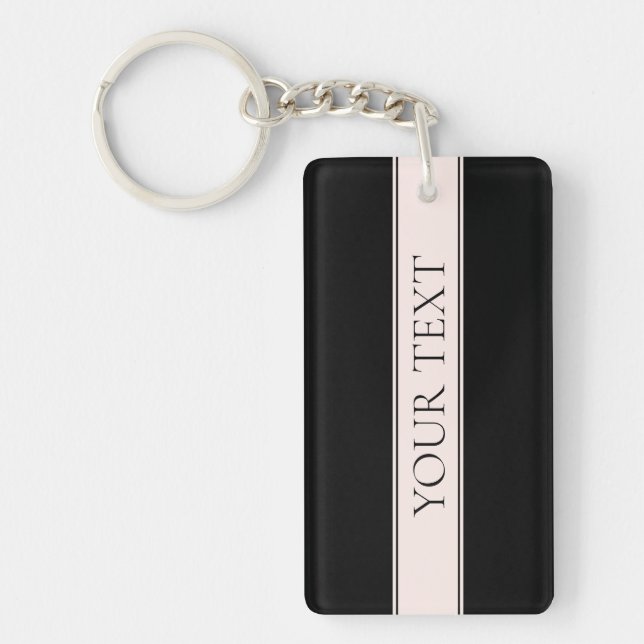 Light Pink Blush Stripe & Elegant Editable Text Keychain (Front)