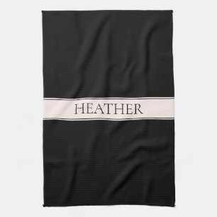 Light Pink Blush Stripe & Elegant Editable Text Kitchen Towel