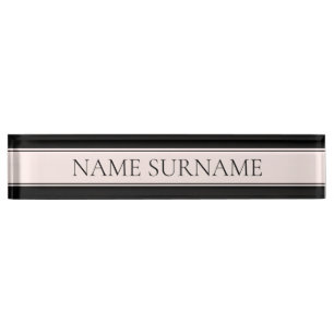 Light Pink Blush Stripe & Elegant Editable Text Nameplate