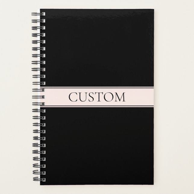 Light Pink Blush Stripe & Elegant Editable Text Planner (Front)