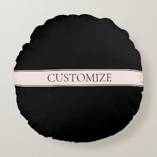 Light Pink Blush Stripe & Elegant Editable Text Round Pillow