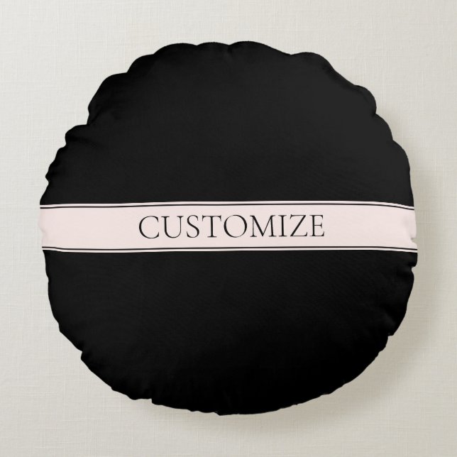 Light Pink Blush Stripe & Elegant Editable Text Round Pillow (Front)