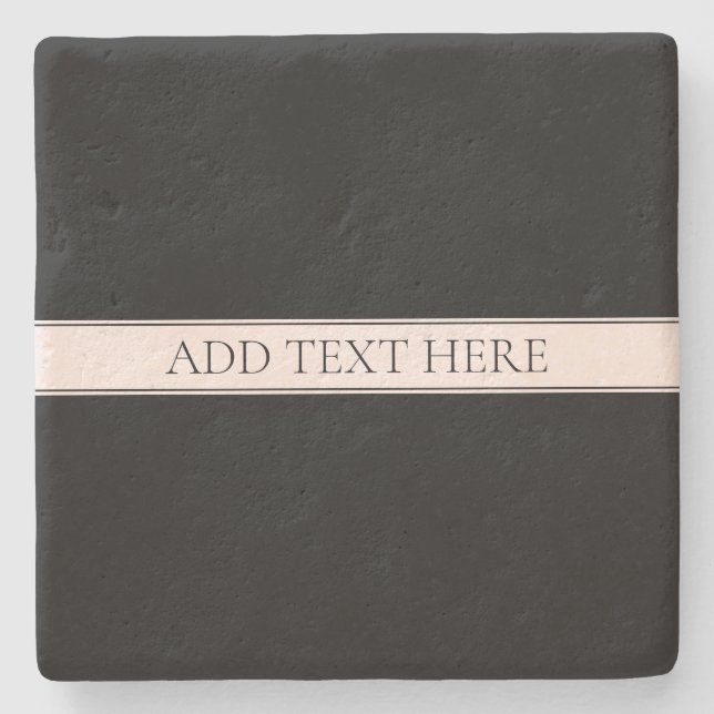 Light Pink Blush Stripe & Elegant Editable Text Stone Coaster (Front)