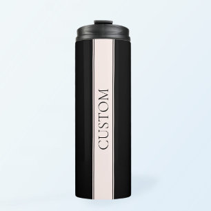 Light Pink Blush Stripe & Elegant Editable Text Thermal Tumbler