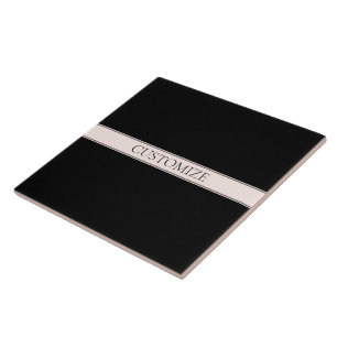 Light Pink Blush Stripe & Elegant Editable Text Tile