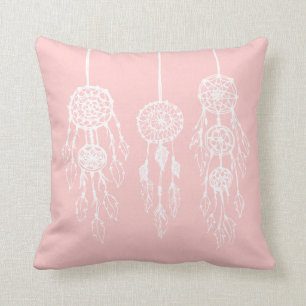 Light Pink Bohemian Dreamcatchers Throw Pillow