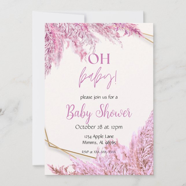 Light Pink Boho Baby Shower Invitation (Front)
