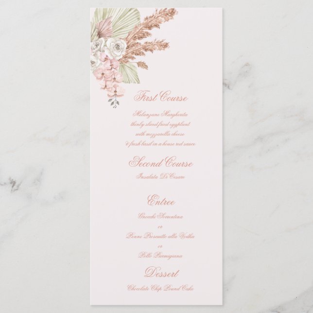 Light pink boho Menu Template (Front)