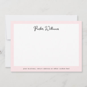 Light pink border handwritten script name card