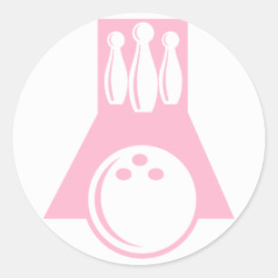 Light Pink Bowling Classic Round Sticker