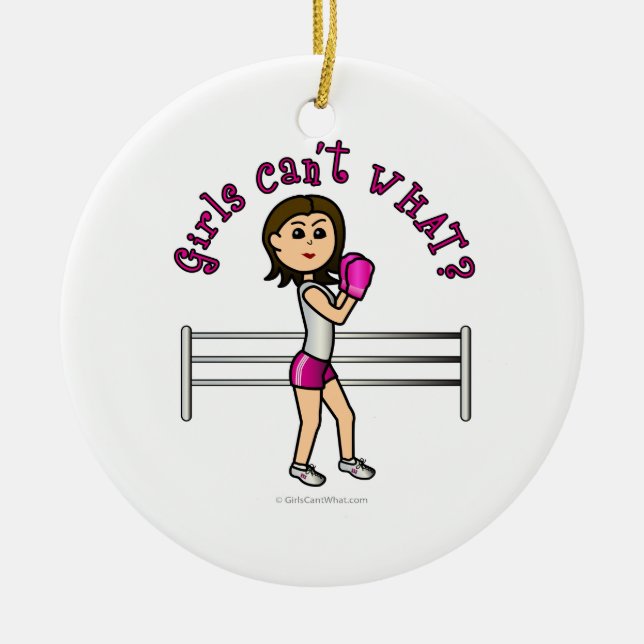 Light Pink Boxer Ceramic Ornament (Front)