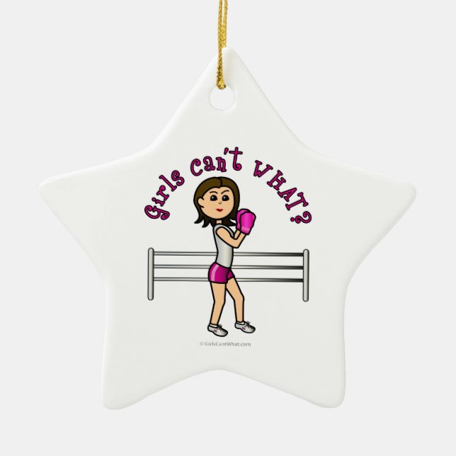 Light Pink Boxer Ceramic Ornament (Front)