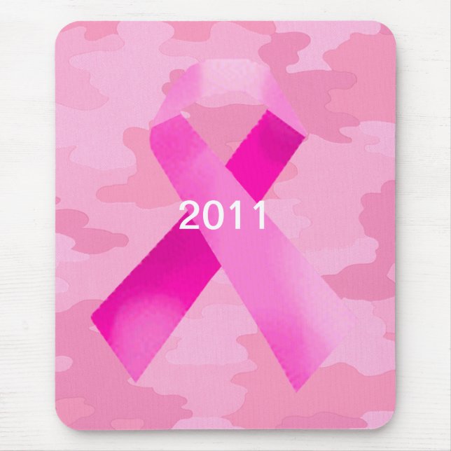 Light Pink Camouflage Pink Ribbon Date Mouse Pad (Front)