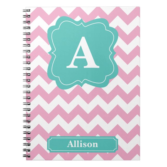 Light Pink Chevron Monogram Notebook (Front)