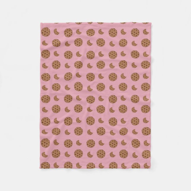 Light pink chocolate chip cookies bites fleece blanket (Front)