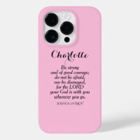 Light Pink Courage Bible Verse Custom Name Simple