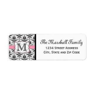 (Light Pink) Damask Monogram Return Address Labels
