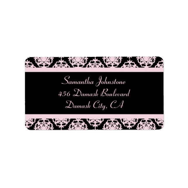 Light Pink Damask on Black Label (Front)