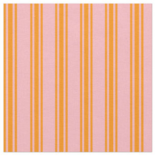 Light Pink & Dark Orange Colored Stripes Fabric