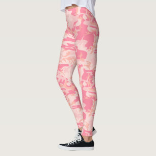 Light Pink Dark Pink and Peach Camo Camouflage Leggings