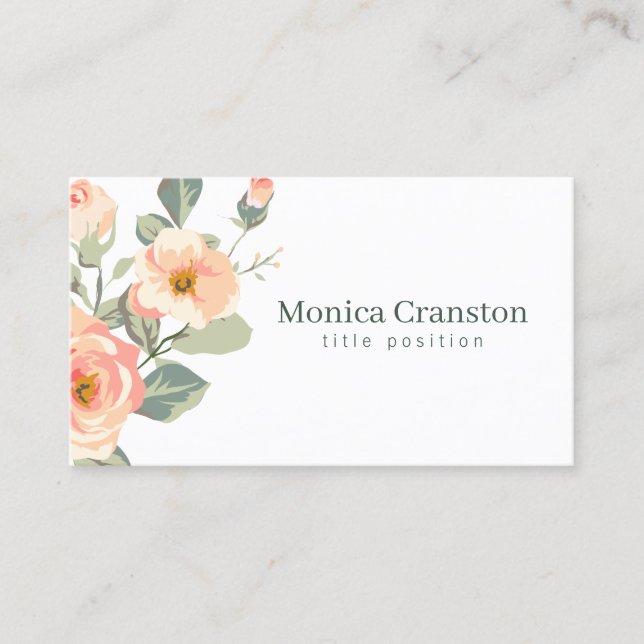 Light Pink Delicate Flowers Business Card (Front)