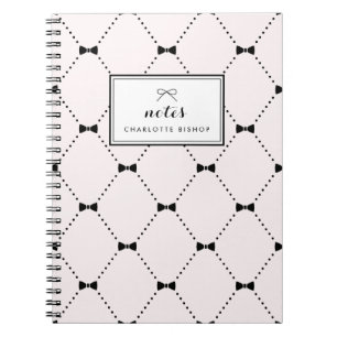 Light Pink Diamond Bows Pattern Personalized Notebook