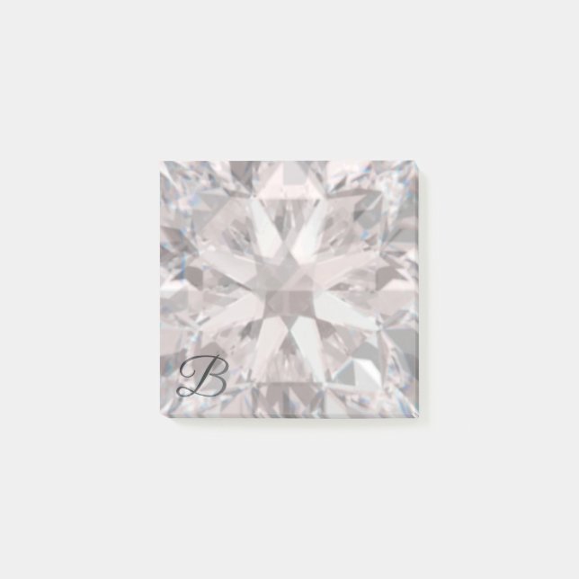 Light Pink Diamond monogram girly Post-it Notes (Front)