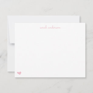 Light Pink Doodle Heart Personalized Stationery Card
