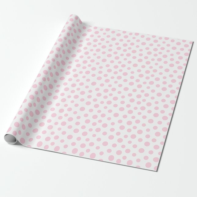 Light Pink Dots on White Wrapping Paper (Unrolled)