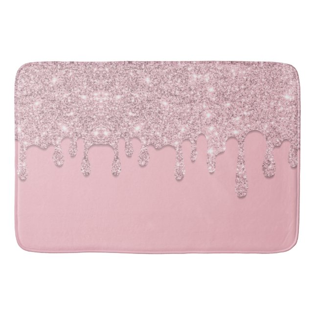 Light Pink Dripping Glitter Bath Mat (Front)