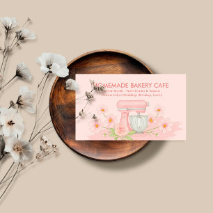 Light Pink Dual Colour Watercolor Bakery Business Card