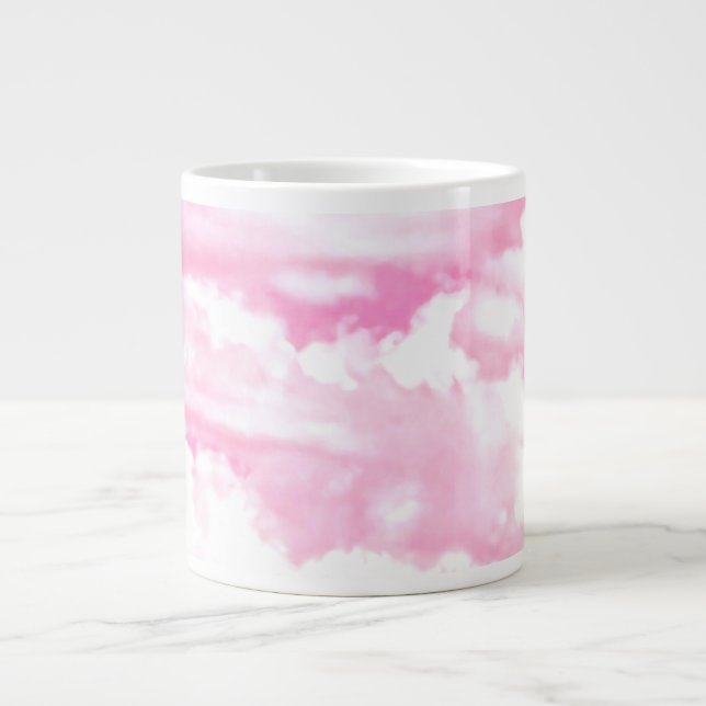 Light Pink Elegant Clouds Decor Large Coffee Mug (Front)