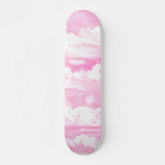 Light Pink Elegant Clouds Decor Skateboard (Front)