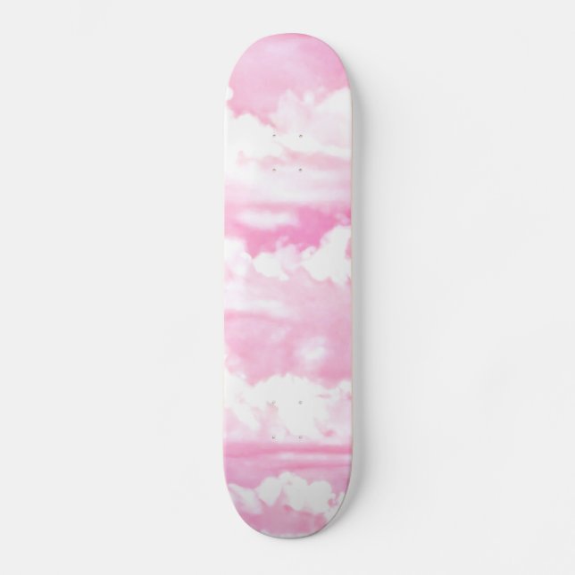 Light Pink Elegant Clouds Decor Skateboard (Front)