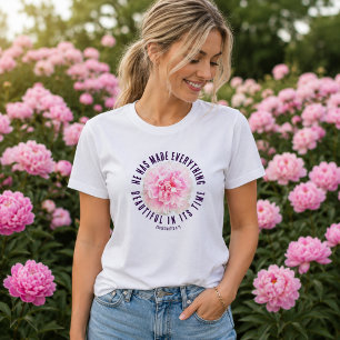 Light Pink Elegant Peony Ecclesiastes 3:11 Floral T-Shirt