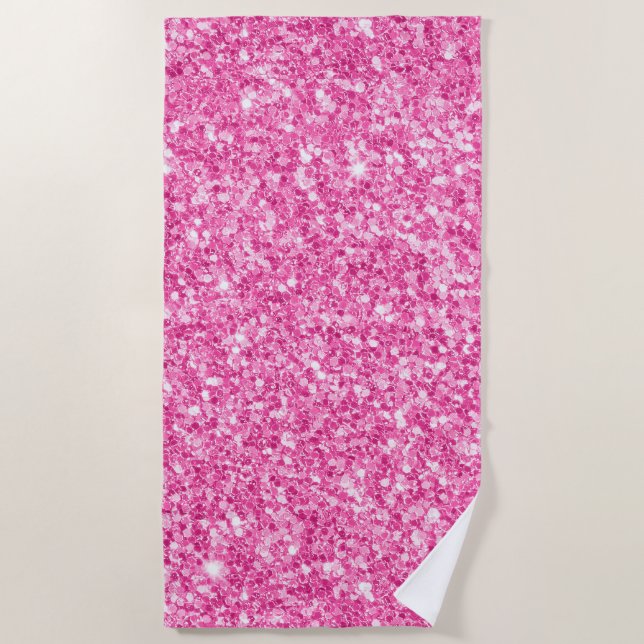 Light Pink Faux Glitter Beach Towel (Front)