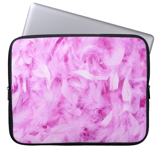 Light pink feathers laptop sleeve (Front)
