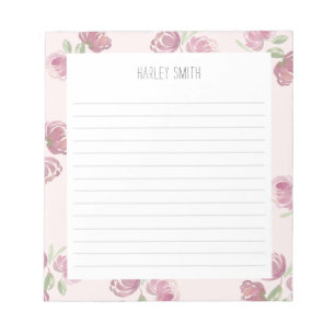 Light Pink Floral Lined Notepad