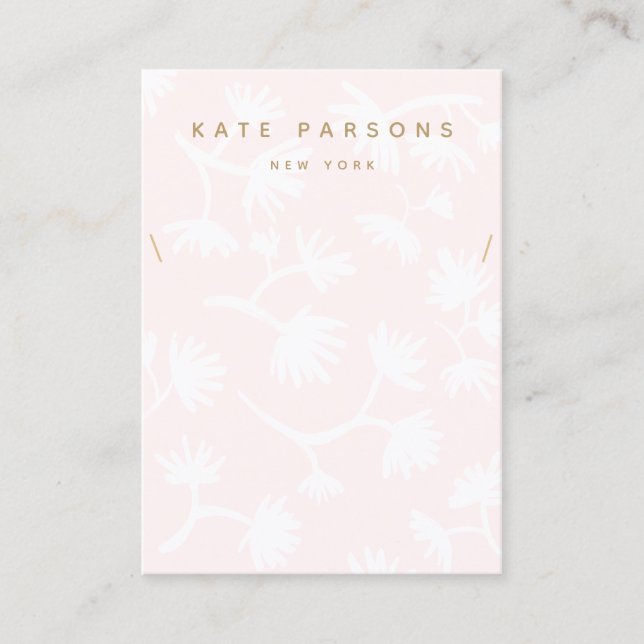 Light Pink Floral Necklace Display Business Card (Front)