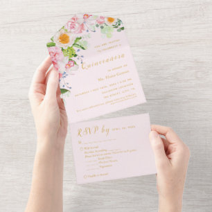 Light Pink Floral RSVP Trifold Event Invitation
