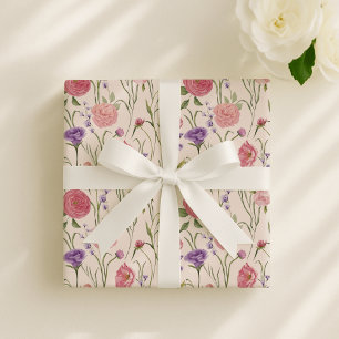 light pink, Floral watercolor elegant event  Wrapping Paper