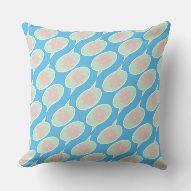 Light Pink Flower in Elliptical Shapes Throw Pillow (Front)