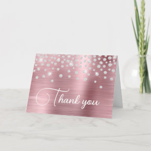 Light Pink Foil Diamond Confetti 50th Birthday Thank You Card